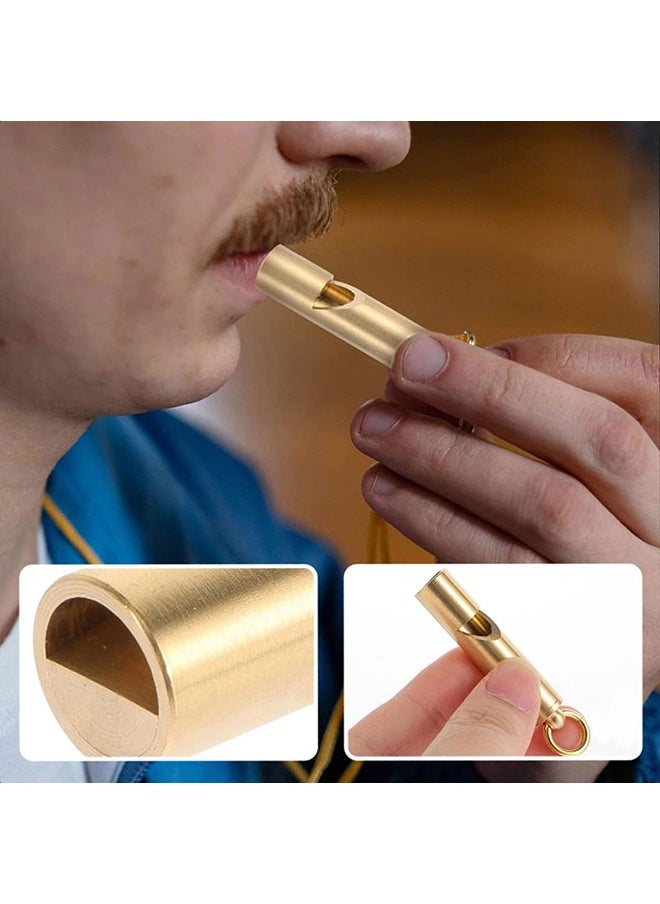 3 Pieces Mini Brass Whistle,Loud Portable Keychain Necklace Whistle, for Emergency Survival, Life Saving, Hiking, Camping, and Pet Training