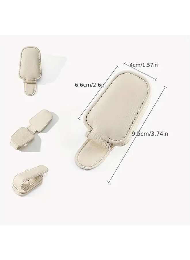 Brown Magnetic Car Visor Glasses Holder PU Leather Clip with Easy Access - Image 2