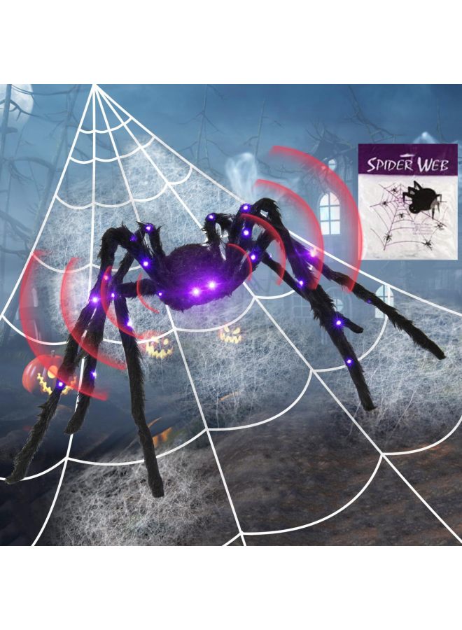 Loquat Luminous Big Spider Long Hair Simulation Plush Black Spider Props Decorative Luminous Voice Control Toys-Color:150cm Voice-activated Luminous Sound Black Spider - Image 2