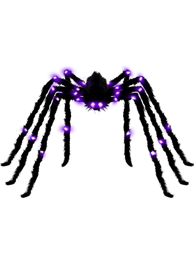 Loquat Luminous Big Spider Long Hair Simulation Plush Black Spider Props Decorative Luminous Voice Control Toys-Color:150cm Voice-activated Luminous Sound Black Spider - Image 1