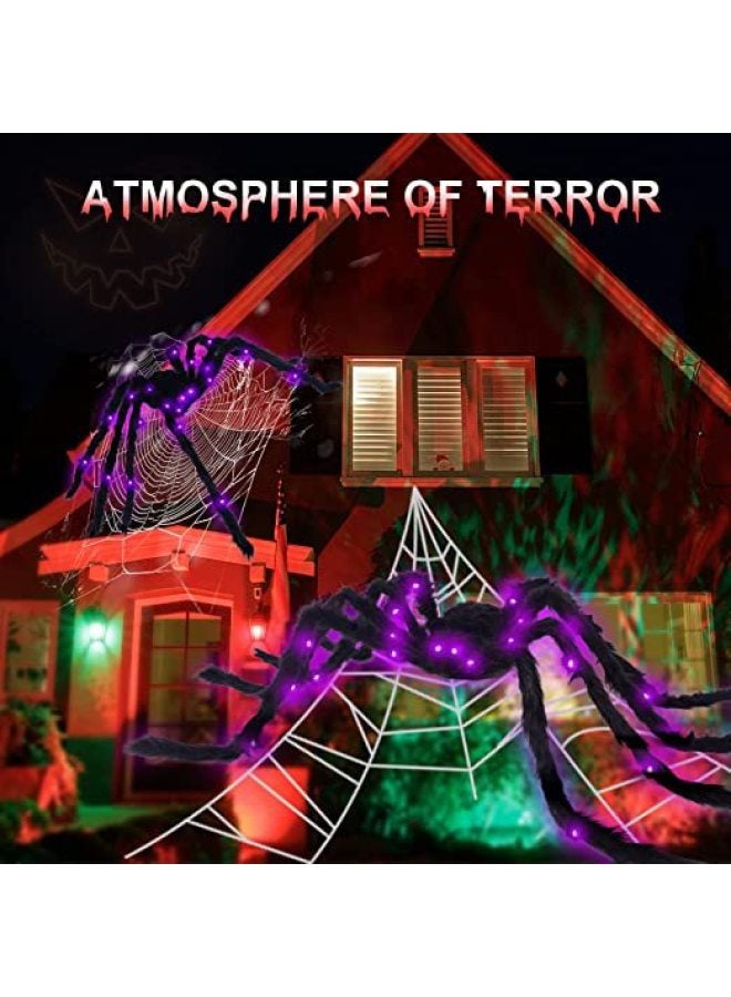 Loquat Luminous Big Spider Long Hair Simulation Plush Black Spider Props Decorative Luminous Voice Control Toys-Color:150cm Voice-activated Luminous Sound Black Spider - Image 5