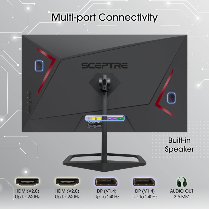 Sceptre New! Sceptre 24.5-inch Gaming Monitor 240Hz 1ms DisplayPort x2 HDMI x2 100% sRGB AMD FreeSync Premium Build-in Speakers, Machine Black 2026 (E255B-FWD240 Series) - Image 2