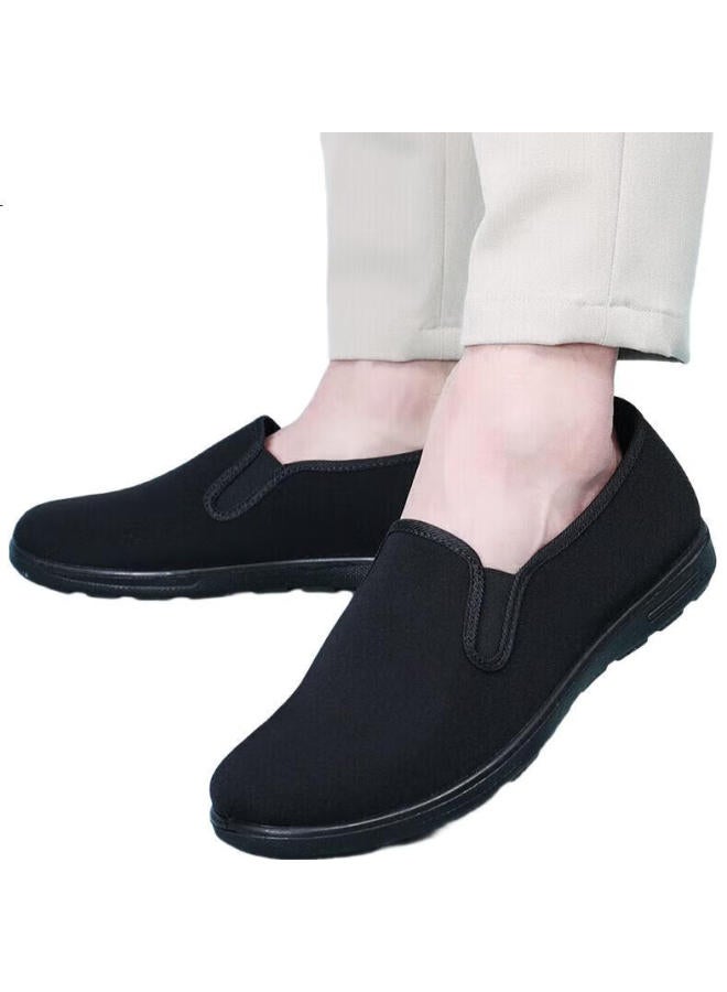Busheyuan Breathable One-Footed Old Beijing Cloth Shoes Men'S Lazy Casual Middle-Aged And Elderly Dad Black Work Single Shoes 8502 Size 41 - Image 1