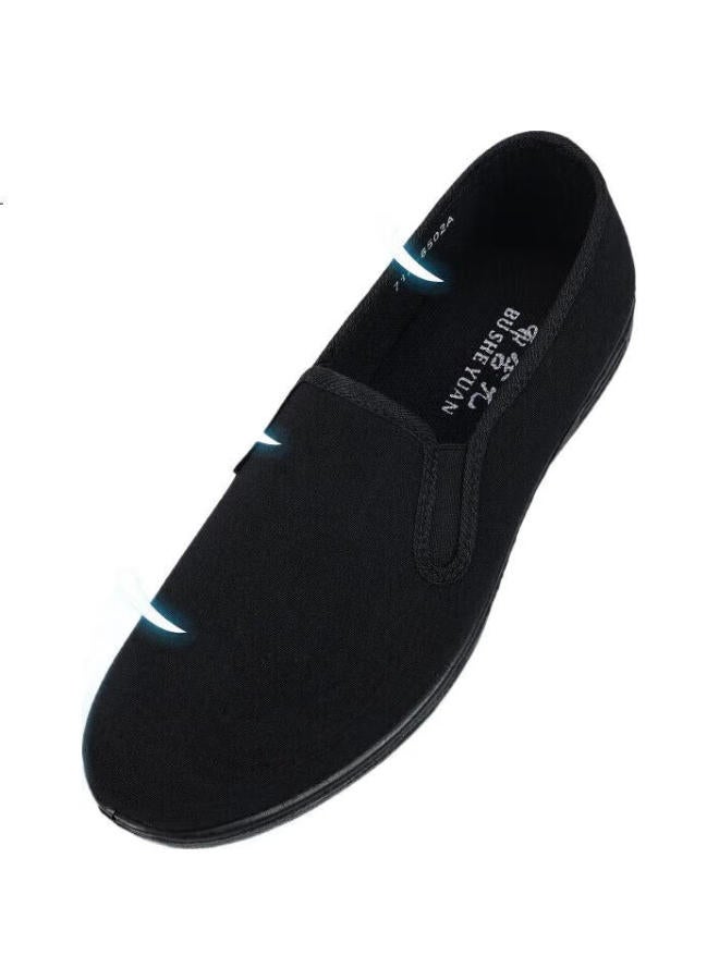 Busheyuan Breathable One-Footed Old Beijing Cloth Shoes Men'S Lazy Casual Middle-Aged And Elderly Dad Black Work Single Shoes 8502 Size 41 - Image 2
