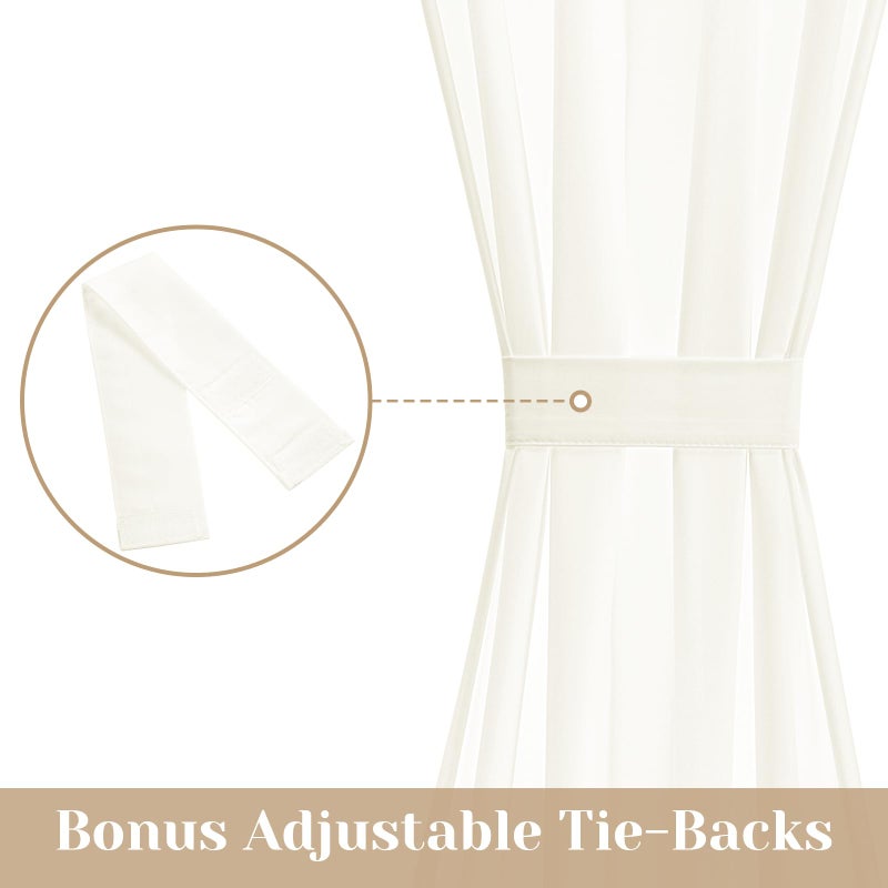HOMEIDEAS HOMEIDEAS Non-See-Through Sidelight Curtains for Front Door 2 Panels  Privacy Semi Sheer French Door Window Curtains  Rod Pocket Light Filtering Curtains with Tieback  (Ivory  26W X 40L) - Image 4