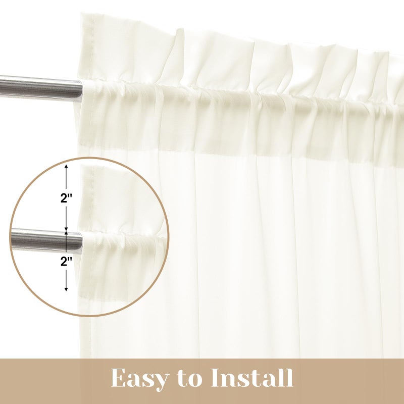HOMEIDEAS HOMEIDEAS Non-See-Through Sidelight Curtains for Front Door 2 Panels  Privacy Semi Sheer French Door Window Curtains  Rod Pocket Light Filtering Curtains with Tieback  (Ivory  26W X 40L) - Image 5