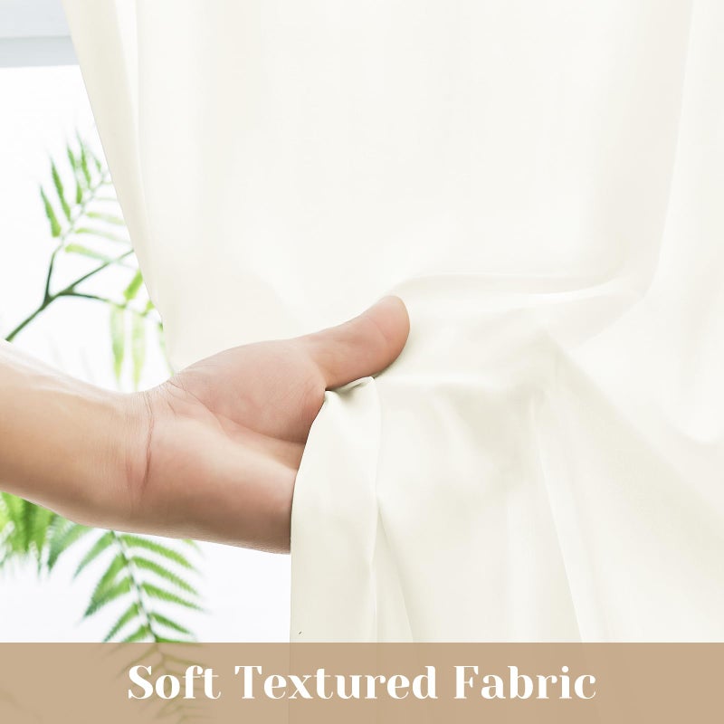 HOMEIDEAS HOMEIDEAS Non-See-Through Sidelight Curtains for Front Door 2 Panels  Privacy Semi Sheer French Door Window Curtains  Rod Pocket Light Filtering Curtains with Tieback  (Ivory  26W X 40L) - Image 3