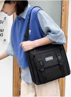 Joychic 5-Piece Canvas Large Capacity School Backpack Set Multifunction Brief Bookbag with Pencil Pouch for Middle High College Students Black  - Image 5