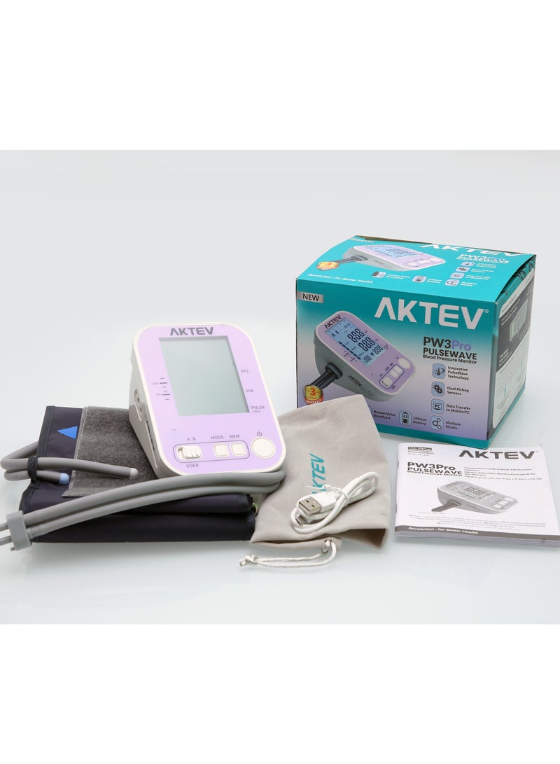 AKTEV PW3Pro PulseWave BP Monitor With Built-in Stethoscope and Lithium Battery - Image 1