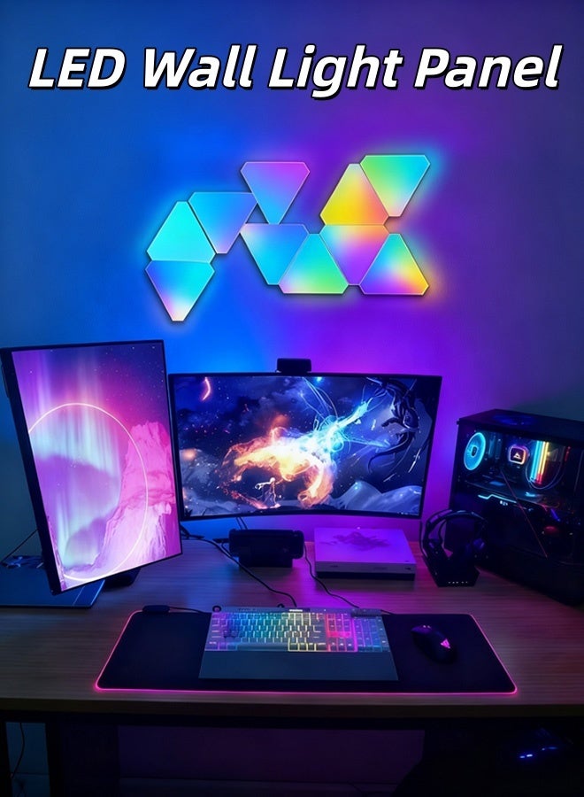 XiuWoo Smart Triangle LED Wall Light Panel,  Party Decoration, Home Decoration，Triangle LED Light Panels Triangle Lights with Connection Ports  RGBIC Gaming Lights，for Gaming Setup Smart Wall Lights，for Bedroom App Control Music Sync for Gaming Room Streaming（6 Pack） - Image 1