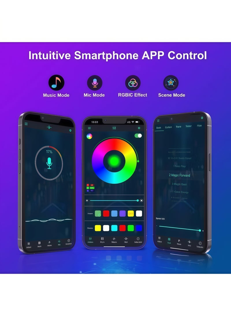 XiuWoo Smart Triangle LED Wall Light Panel,  Party Decoration, Home Decoration，Triangle LED Light Panels Triangle Lights with Connection Ports  RGBIC Gaming Lights，for Gaming Setup Smart Wall Lights，for Bedroom App Control Music Sync for Gaming Room Streaming（6 Pack） - Image 4