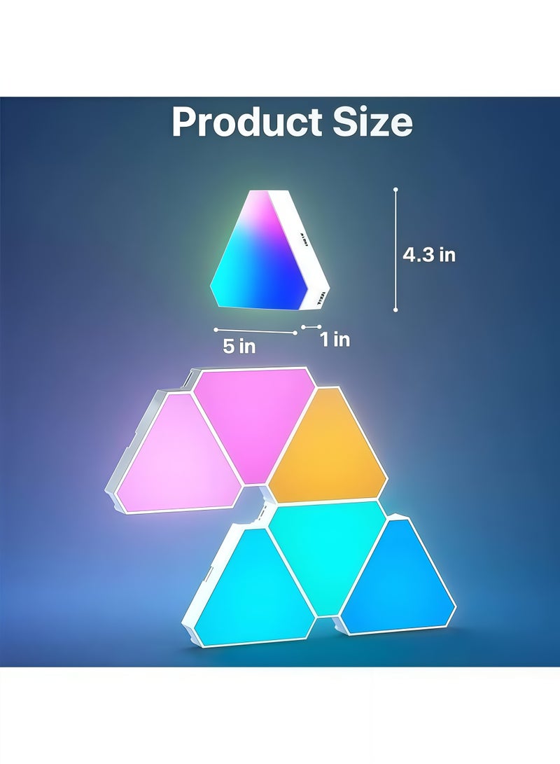 XiuWoo Smart Triangle LED Wall Light Panel,  Party Decoration, Home Decoration，Triangle LED Light Panels Triangle Lights with Connection Ports  RGBIC Gaming Lights，for Gaming Setup Smart Wall Lights，for Bedroom App Control Music Sync for Gaming Room Streaming（6 Pack） - Image 2