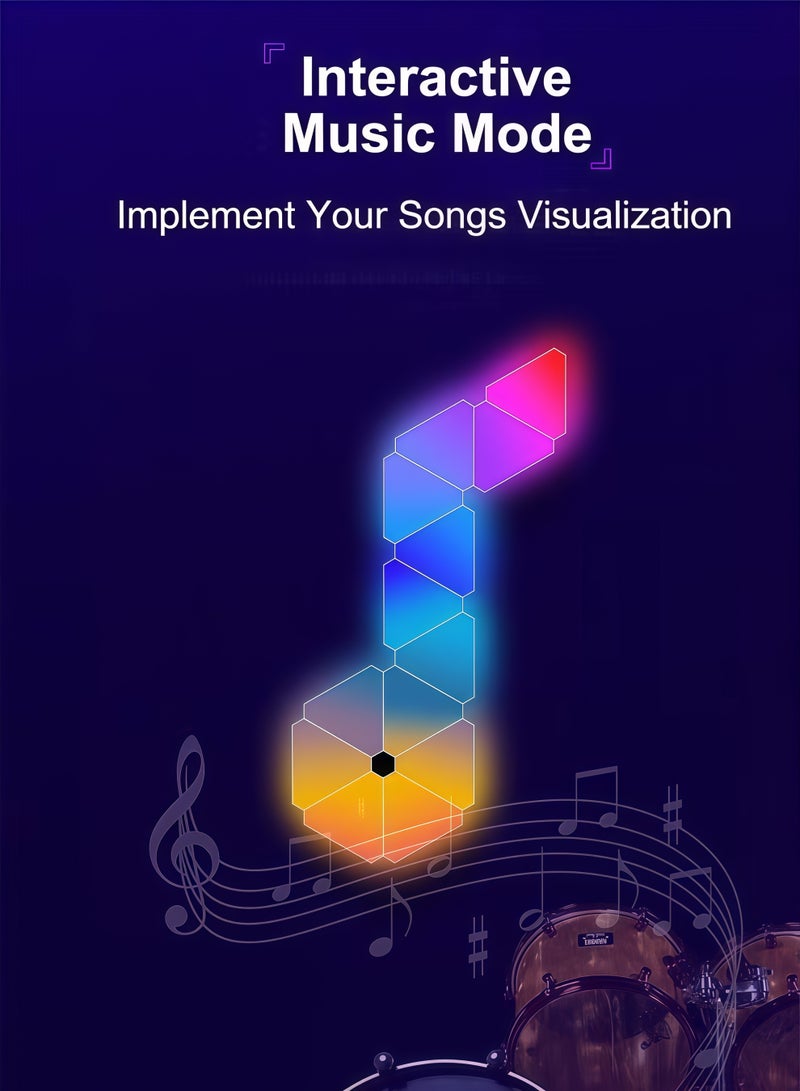 XiuWoo Smart Triangle LED Wall Light Panel,  Party Decoration, Home Decoration，Triangle LED Light Panels Triangle Lights with Connection Ports  RGBIC Gaming Lights，for Gaming Setup Smart Wall Lights，for Bedroom App Control Music Sync for Gaming Room Streaming（6 Pack） - Image 5