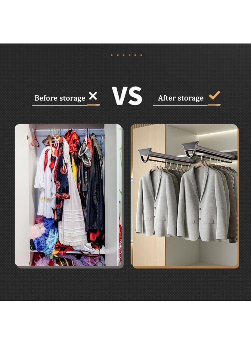 eurocliq Wardrobe Pull-Out Trouser Rack Wardrobe Hanger with Sliding Rail Telescopic Sliding Clothes Hanger Rail Sliding Pant Rack Extendable Pull Out Closet Rod  - Image 4