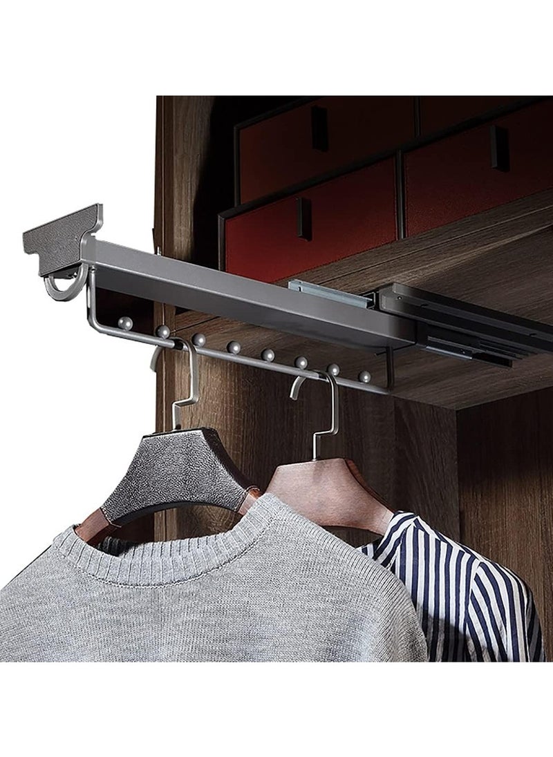 eurocliq Wardrobe Pull-Out Trouser Rack Wardrobe Hanger with Sliding Rail Telescopic Sliding Clothes Hanger Rail Sliding Pant Rack Extendable Pull Out Closet Rod  - Image 5
