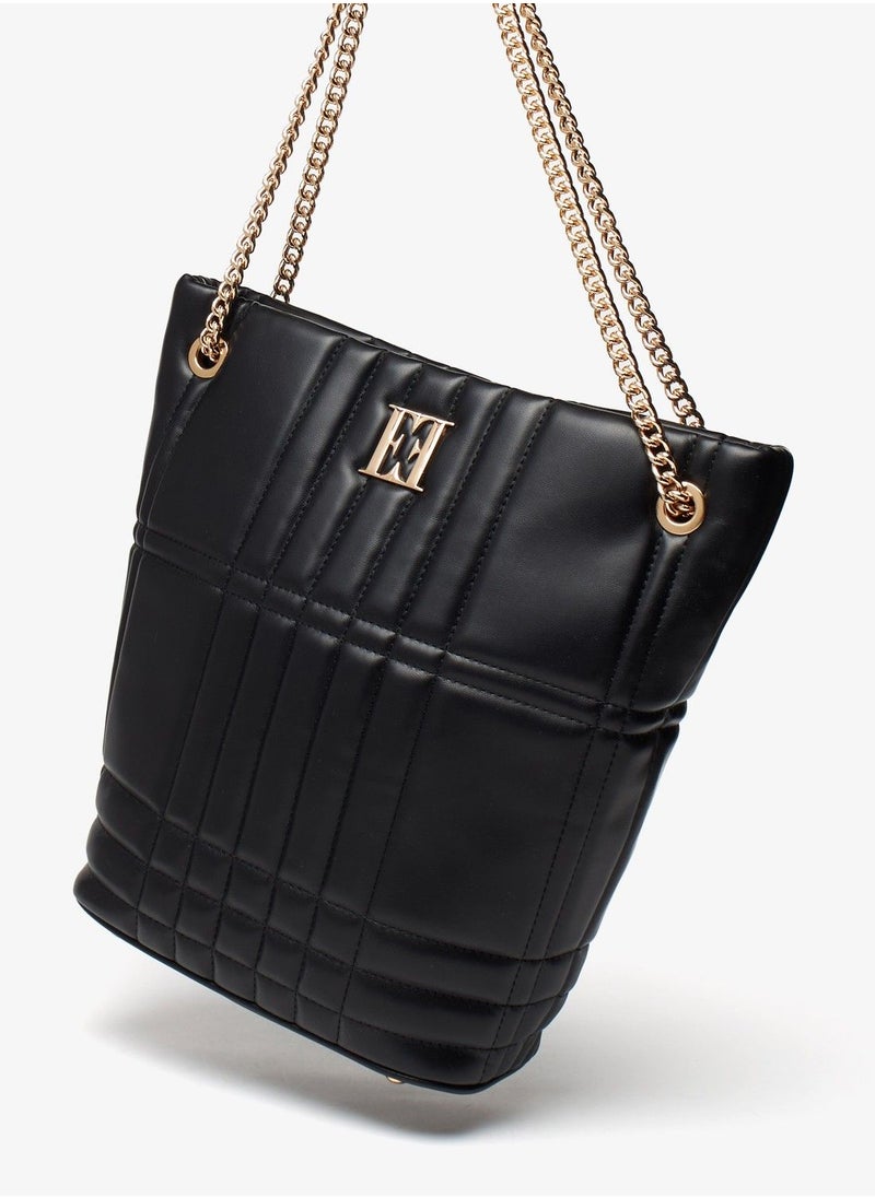 ELLE - Quilted Shoulder Bag with Chain Handle and Zip Closure - Image 1