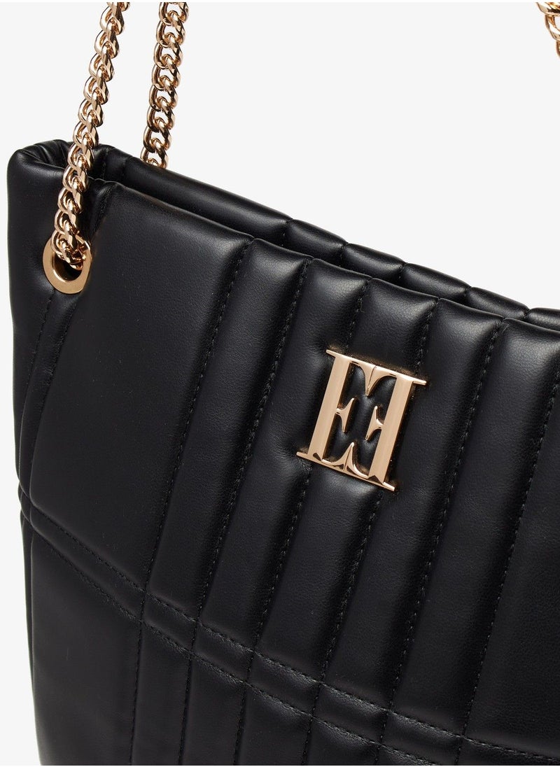 ELLE - Quilted Shoulder Bag with Chain Handle and Zip Closure - Image 1