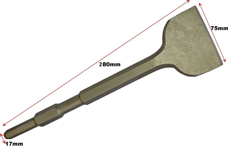 Inditrust SDS Max Shank Flat Spade Pointed Chisel for Demolition hammer Concrete Breaker bit for Tile Chipping/Wall Slotting/Scraping Masonry Brick Hammer Drill (17X280X75) - Image 2