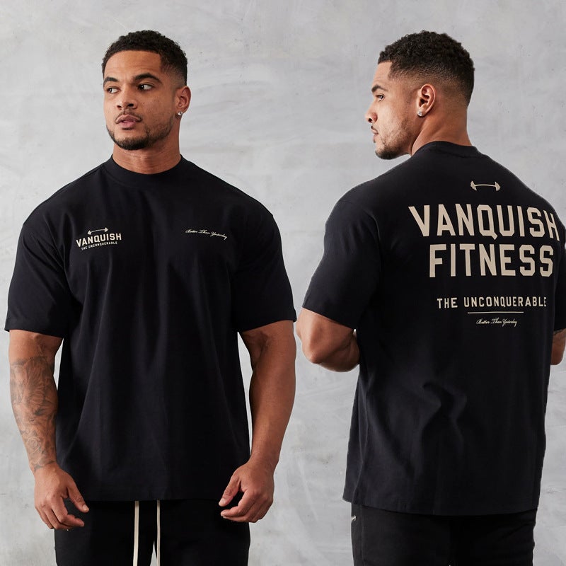Vanquish Men'S Oversized T-Shirt Gym Sports Fitness Cotton Round Neck Loose Short Sleeve - Image 2