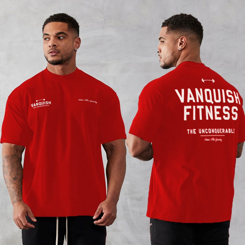 Vanquish Men'S Oversized T-Shirt Gym Sports Fitness Cotton Round Neck Loose Short Sleeve - Image 1