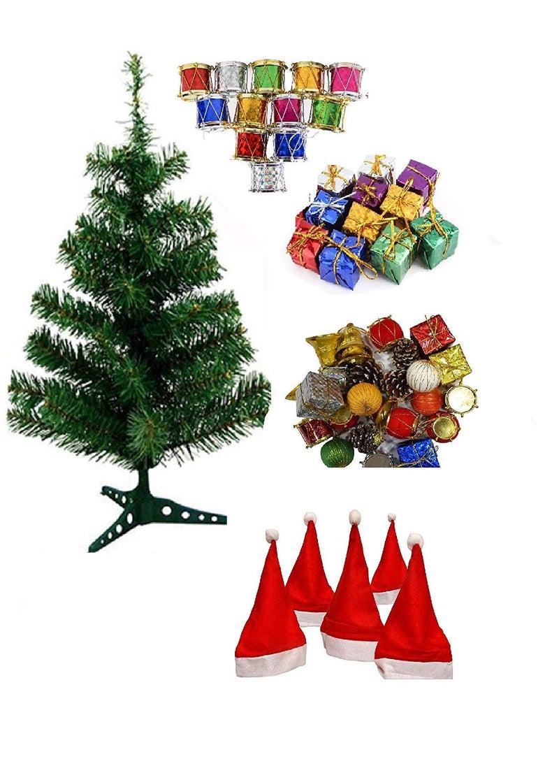 RASHRI ; One For All RASHRI One For All Christmas Tree Celebration Combo 3 Ft Tree 48 Pcs Decoration 10 Christmas Caps Free Size 