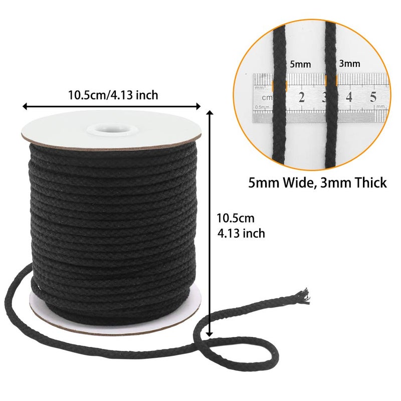 Tenn Well Black Macrame Cord, 165 Feet 5mm Wide Braided Cotton Rope for Macrame Plant Hangers, Wall Hangings, DIY Crafts, Halloween Decor - Image 4