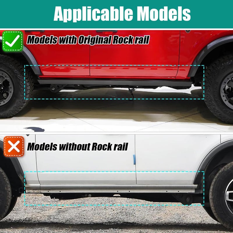 EVGoXMods 2 Pcs Side Steps Compatible with Ford Bronco 2/4 Door with Rock Rail 2025 2024 2023 2022 2021, Heavy Duty Running Boards Nerf Bars Exterior Accessories - Image 2