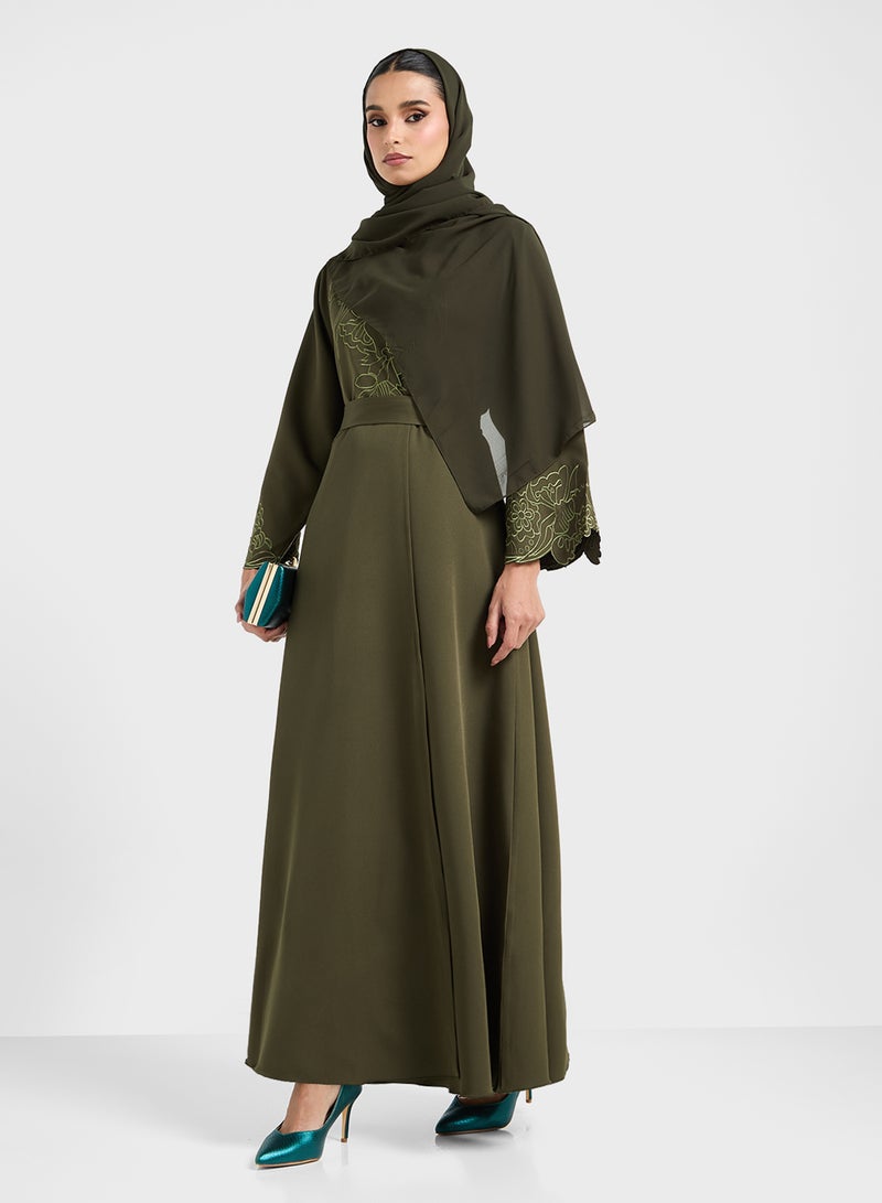 hayas closet Lace Cutwork detail Abaya  - Image 1