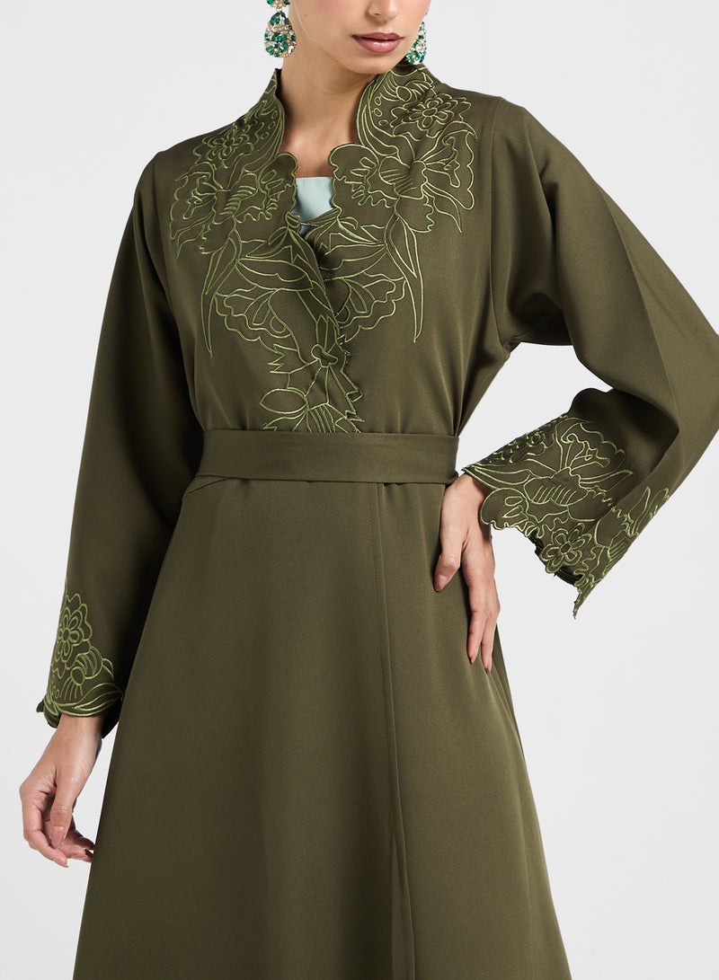 hayas closet Lace Cutwork detail Abaya  - Image 3