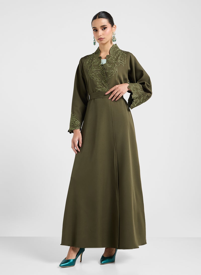 hayas closet Lace Cutwork detail Abaya  - Image 5
