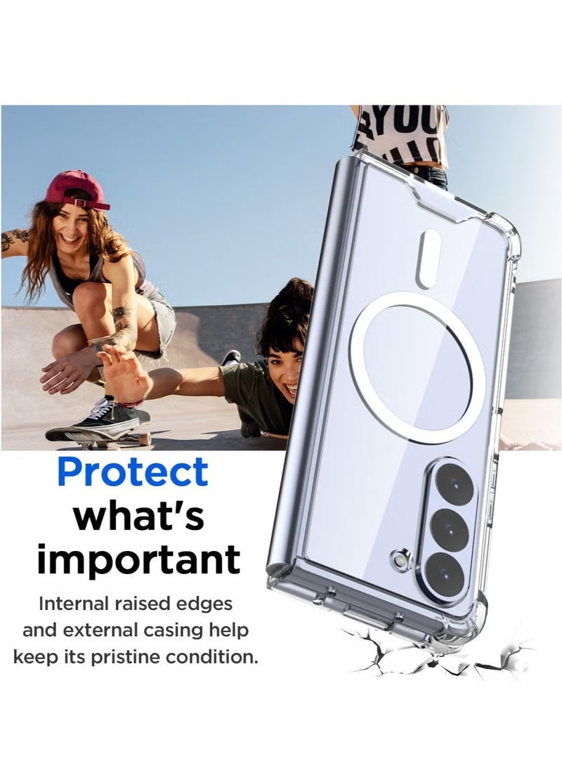 ELTRAZONE Clear Magnetic Case for Galaxy Z fold 5 Compatible with MagSafe Wireless Charging and Accessories Shockproof Protective Cover Clear - Image 2