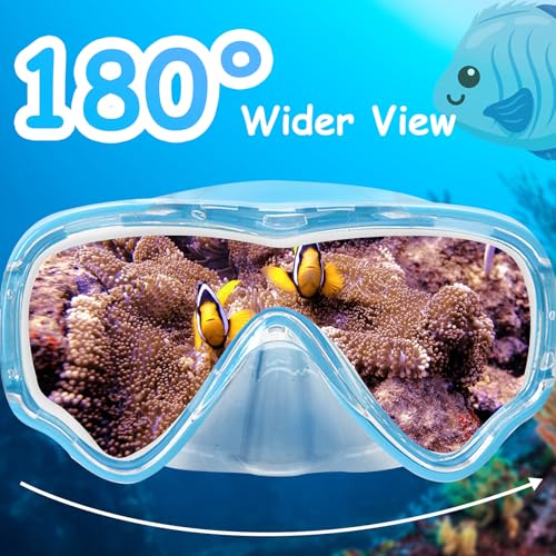 Vvinca Swim-Goggles with Nose Cover, 2 Packs Elastic Fabric Strap Snorkel Swim Mask Anti Fog UV No Pull Hair for Kids 3-14 - Image 4