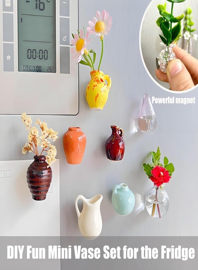 KANISYA 8 PCS Mini Magnets Vase for Refrigerator | Tiny 3D Plant Holder for Fridge, Air Conditioner & Metal Surfaces | Small Flower Vase for Kitchen, Office & Home Decor (Flower Not Included) - Image 3