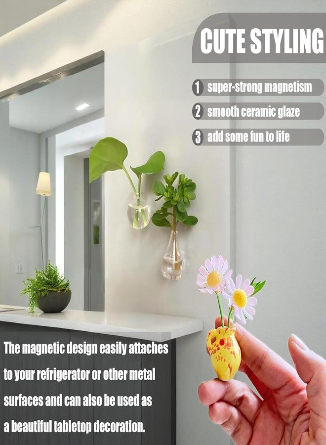 KANISYA 8 PCS Mini Magnets Vase for Refrigerator | Tiny 3D Plant Holder for Fridge, Air Conditioner & Metal Surfaces | Small Flower Vase for Kitchen, Office & Home Decor (Flower Not Included) - Image 4