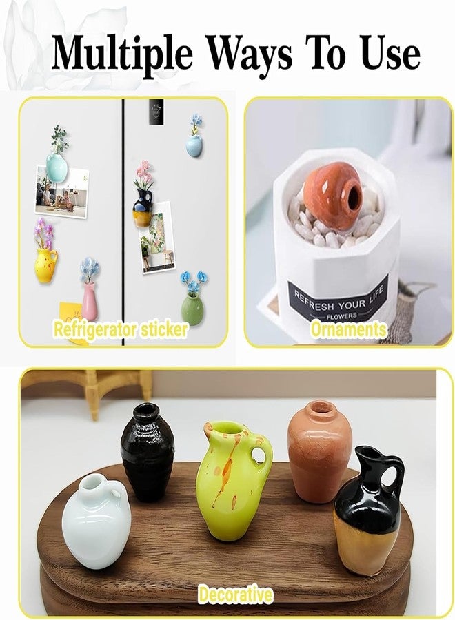 KANISYA 8 PCS Mini Magnets Vase for Refrigerator | Tiny 3D Plant Holder for Fridge, Air Conditioner & Metal Surfaces | Small Flower Vase for Kitchen, Office & Home Decor (Flower Not Included) - Image 5