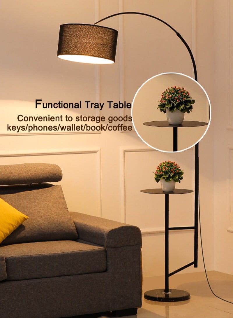 شاربدو مصباح أرضي LED (12 وات) من Nordic بثلاثة ألوان مع طاولة، مصباح قائم لطاولة القهوة الحديثة من الحديد لغرفة المعيشة وغرفة النوم والأريكة بجانب السرير وضوء أسود 180 سم - Image 1