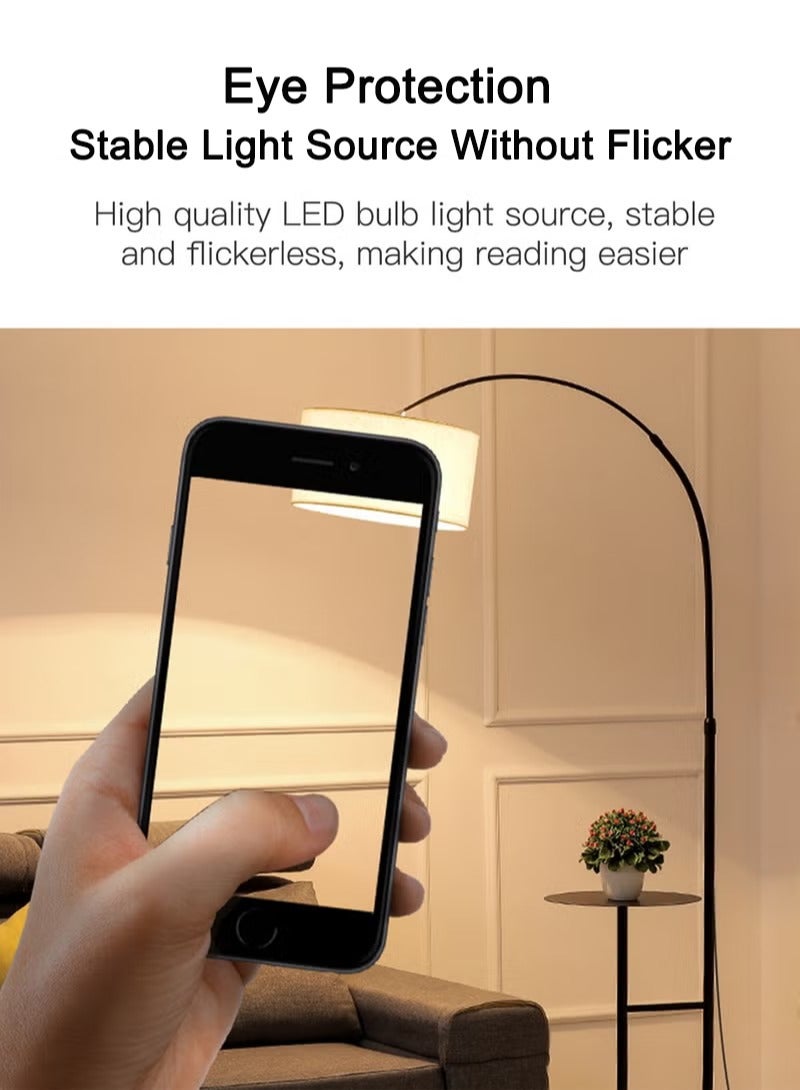 شاربدو مصباح أرضي LED (12 وات) من Nordic بثلاثة ألوان مع طاولة، مصباح قائم لطاولة القهوة الحديثة من الحديد لغرفة المعيشة وغرفة النوم والأريكة بجانب السرير وضوء أسود 180 سم - Image 4