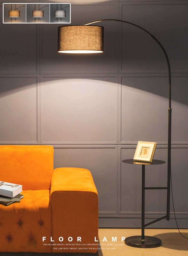 شاربدو مصباح أرضي LED (12 وات) من Nordic بثلاثة ألوان مع طاولة، مصباح قائم لطاولة القهوة الحديثة من الحديد لغرفة المعيشة وغرفة النوم والأريكة بجانب السرير وضوء أسود 180 سم - Image 1