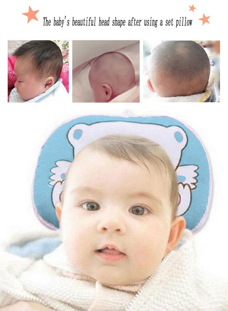 OUTAD Bear Pattern Pillow Newborn Infant Baby Support Cushion Pad Prevent Flat Head, Soft and Breathable Unisex Newborn Head Shaping Pillow, Stereotyped Sleep Pillow for Infants and Newborn Baby (Blue)  - Image 5