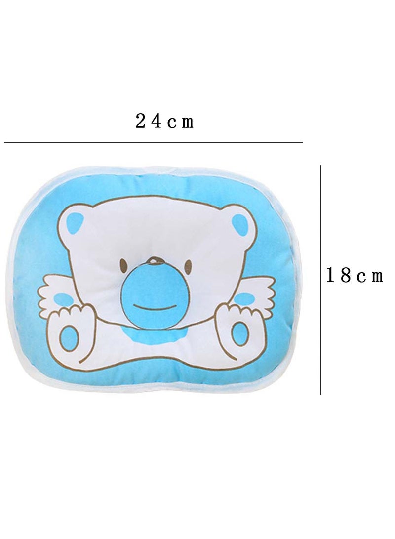 OUTAD Bear Pattern Pillow Newborn Infant Baby Support Cushion Pad Prevent Flat Head, Soft and Breathable Unisex Newborn Head Shaping Pillow, Stereotyped Sleep Pillow for Infants and Newborn Baby (Blue)  - Image 2