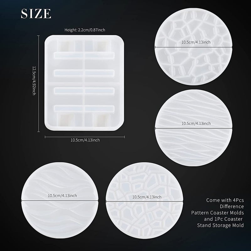 Artool ARTOOL Resin Coaster Round Mould, Round Coaster Mold for Resin Art - 3D Coaster Resin Mold with Stand -Set of 5 (Premium Quailty) - Image 2