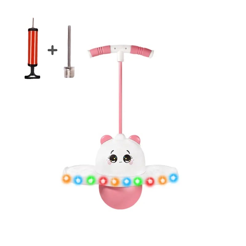 Pink Bouncing Toy: Glow-in-the-Dark Design Anti-Slip Surface PP Material Supports Up To 300 Kg - Adjustable Length Includes Inflatable Pump Pink Panda for Kids Aged 5 To 18 Home Outdoor Playground - Image 1