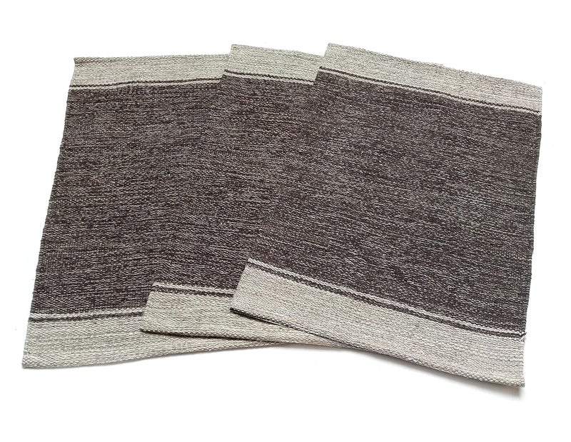 H2H Rectangular Door Mat, Cotton Material, 3 Pc. Combo, Mixed Design|Best Used As Door Mat, Bath Math, Bedside Rug Or Gift|40Cm X 60Cm - Brown (Binding) - Image 1