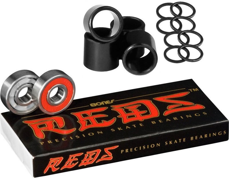 Bones Reds Precision Skate Bearings With FREE Bones Spacers & Speed Washers - Image 1