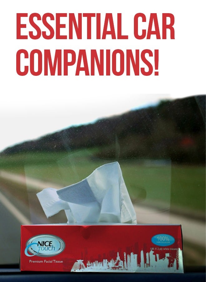 NICE Touch مناديل وجه مزدوجة 2 طبقة، 1400 ورقة ناعمة ممتازة، 14 عبوة تحتوي على 100 ورقة - صناديق مناديل رفيعة ومضغوطة للاستخدام في السيارة، 100% سليلوز - Image 5