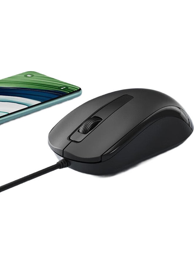 B.O.W Hangshi M139U Wired Mouse, Corporate Procurement, Quiet Business Office Comfortable Mouse, Symmetrical Laptop Home Universal Mouse, Black - Image 1