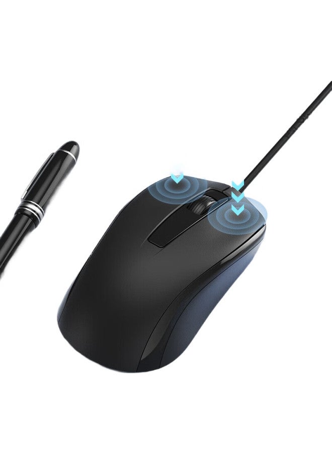 B.O.W Hangshi M139U Wired Mouse, Corporate Procurement, Quiet Business Office Comfortable Mouse, Symmetrical Laptop Home Universal Mouse, Black - Image 2