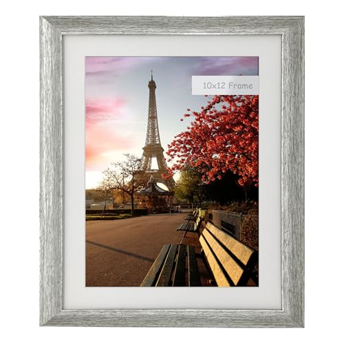 EVQUIT 10x12 Photo Frame Gallery Picture frame with 8x10 mat,Freestanding and Wall Mountable,Silver - Image 1