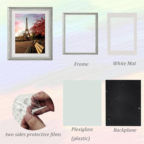 EVQUIT 10x12 Photo Frame Gallery Picture frame with 8x10 mat,Freestanding and Wall Mountable,Silver - Image 3