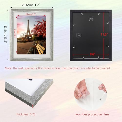 EVQUIT 10x12 Photo Frame Gallery Picture frame with 8x10 mat,Freestanding and Wall Mountable,Silver - Image 2